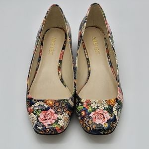 Nine West Jackpot Floral Pumps Women's Heels Leather 8